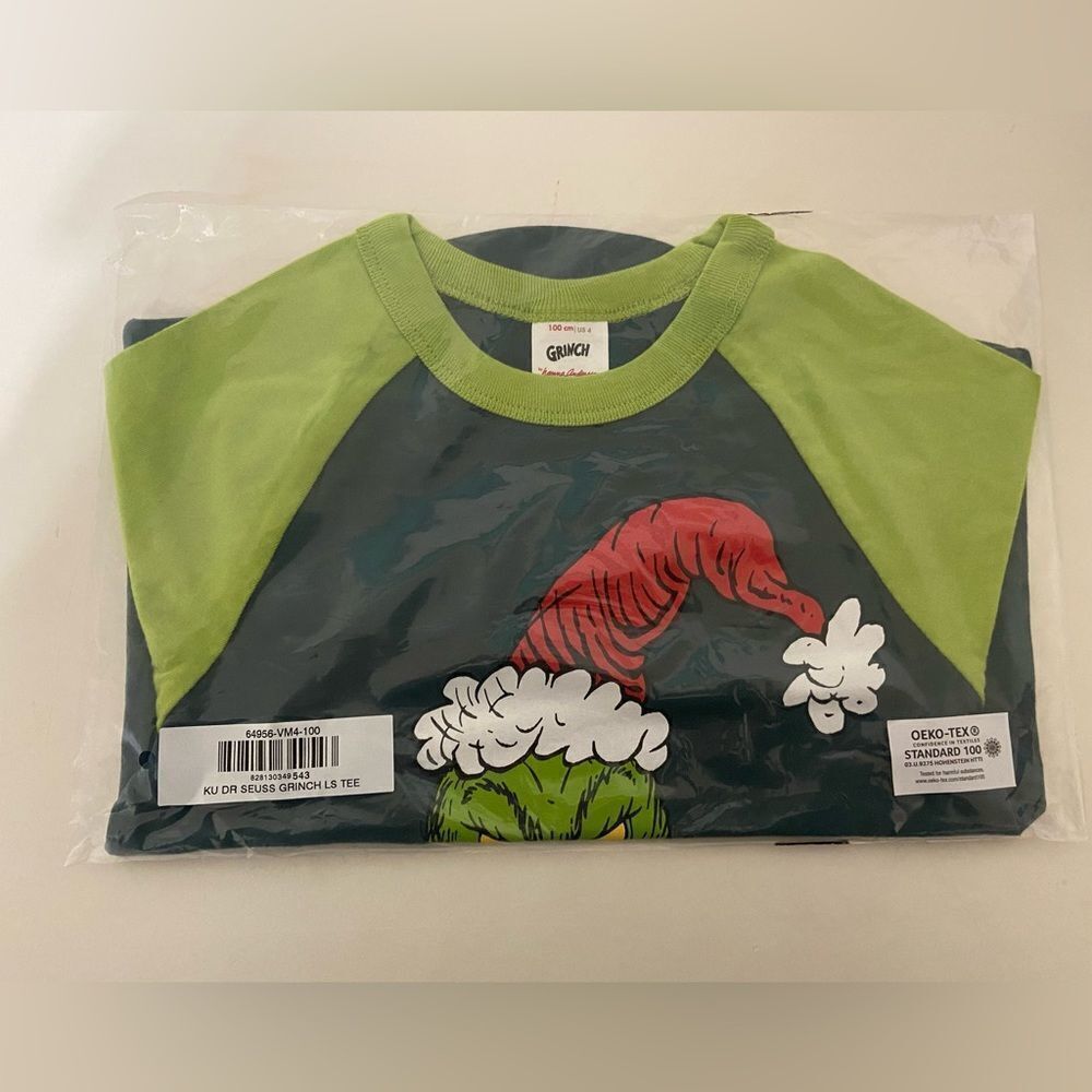 Hanna Andersson Dr. Seuss Grinch Green Sueded Jersey Tee Boys Size 100 US 4 NEW